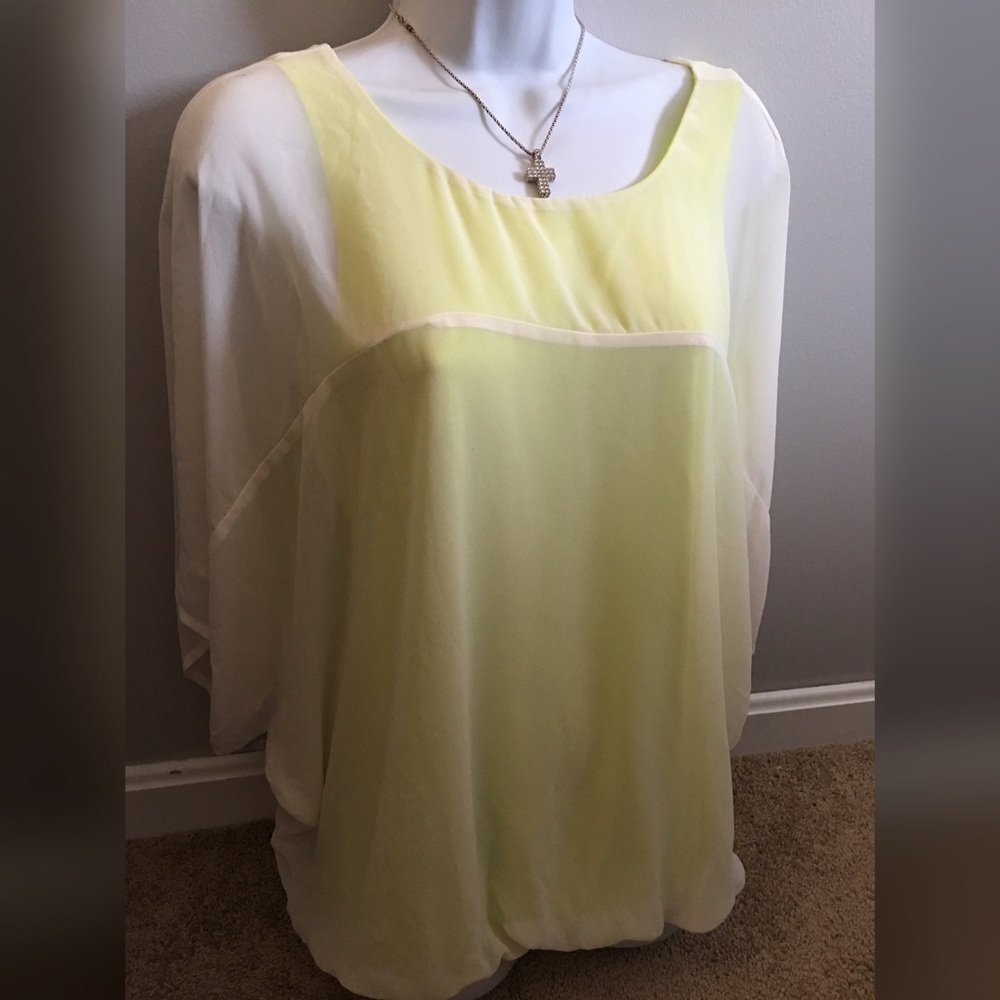 ❤️ Express yellow white sheer top L